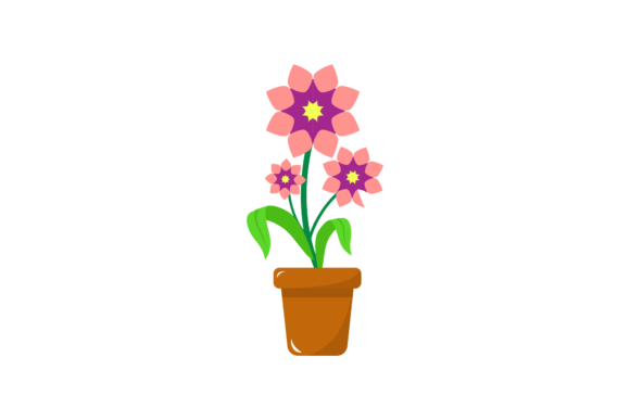 Beautiful Flowers in Clay Pots: Premium Graphics and Illustrations for Branding