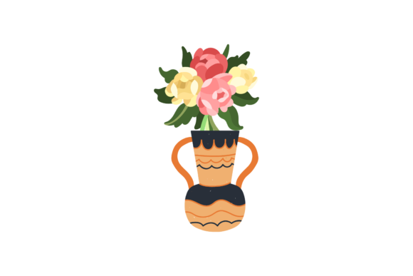 Collection Colorful Flowers in a Vase Graphics & Illustrations