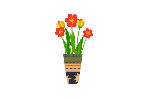 Colored Vases with Blooming Flowers Graphics & Illustrations Review