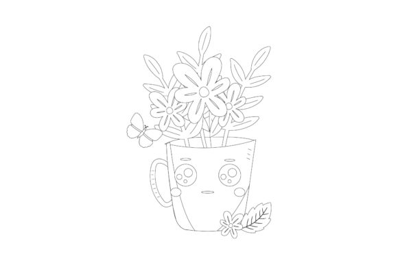 Flowers Beautiful Plants Outline Graphics and Illustrations