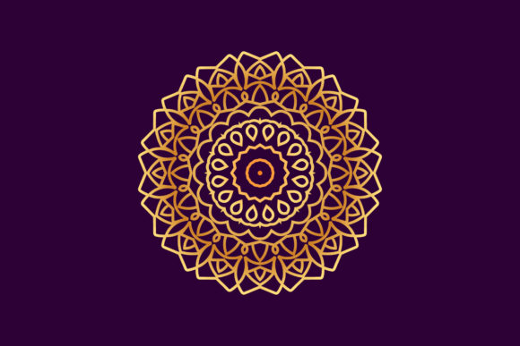 Gold Flowers Mandala Graphics and Illustrations Review