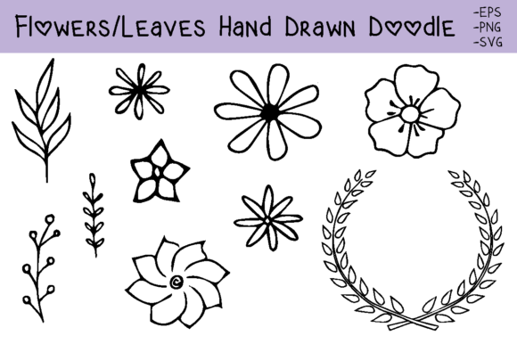 Hand Drawn Doodle Flowers Leaves Review