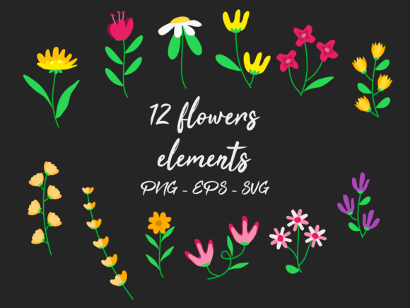 Set 12 Flowers Spring Element: Fresh Graphics for Local Branding