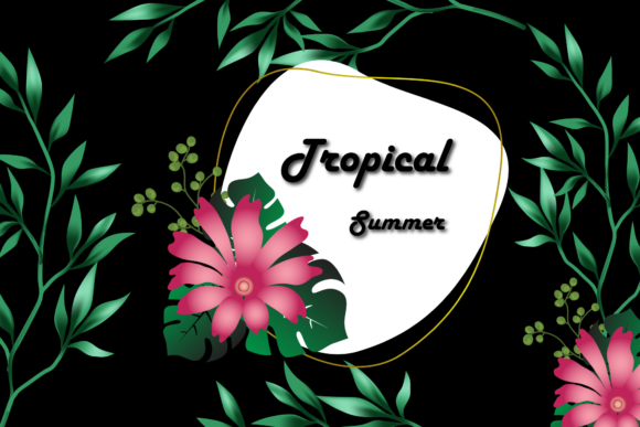 Tropical Frame Banner Flowers Graphics and Illustrations
